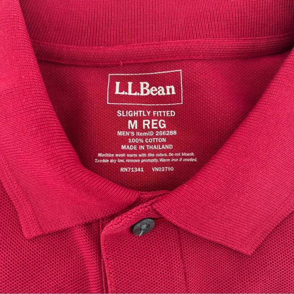 LL Bean Polo Shirt Mens Medium Red Slightly Fitted‎ Short Sleeve Classic Preppy